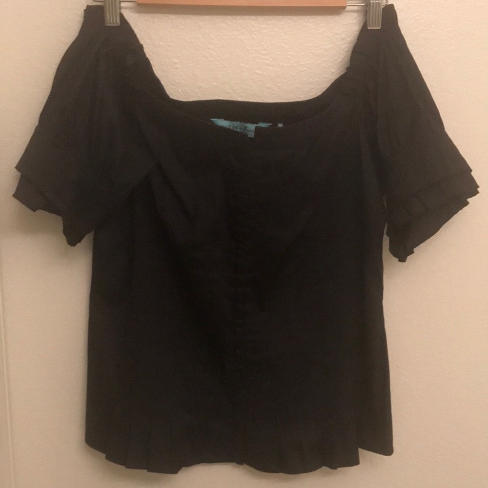 Black ruffle off the shoulder top